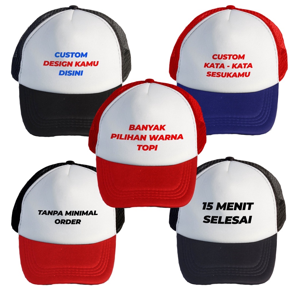 Topi Trucker Custom Sablon Satuan / Topi Custom Sablon Satuan Design Suka Suka