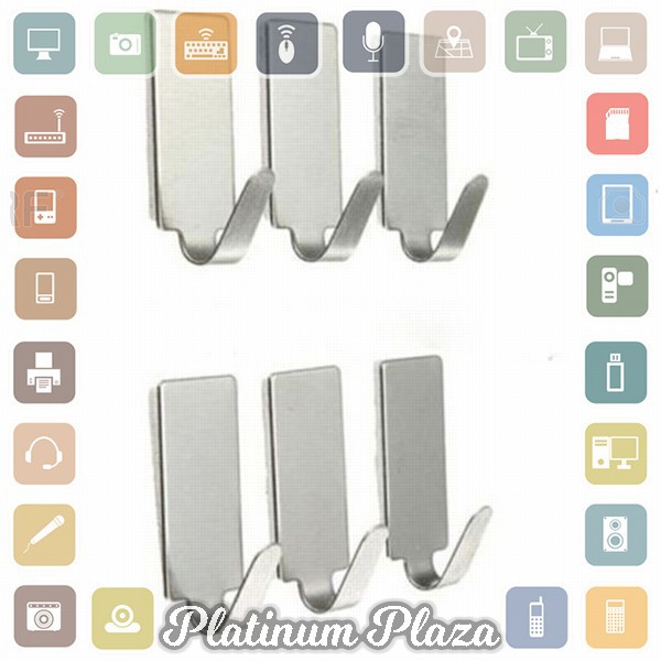 Taffware Gantungan Serba Guna Adhesive 6 PCS - DWC13F - Silver`A14F52-