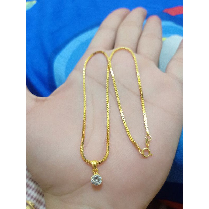 KALUNG ANAK + LIONTIN PERAK 925 LAPIS MAS 24K