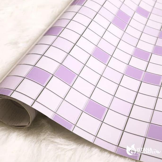 Sticker Dapur/Stiker Dapur/Kitchen Sheet 45Cmx5M Purple Ungu Mozaic