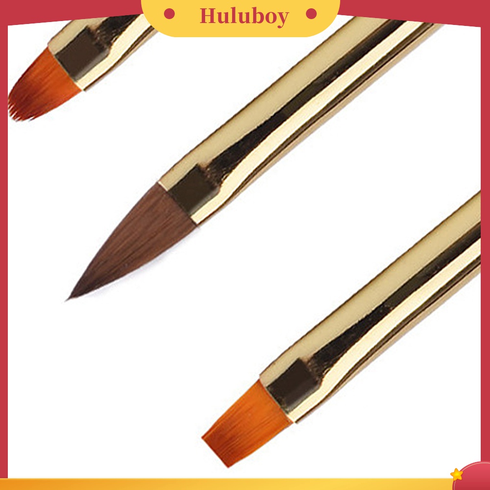 Huluboy Huluboy♡ 3pcs Pen Brush Nail Art Akrilik Bulat Datar Untuk Menggambar Garis Manicure