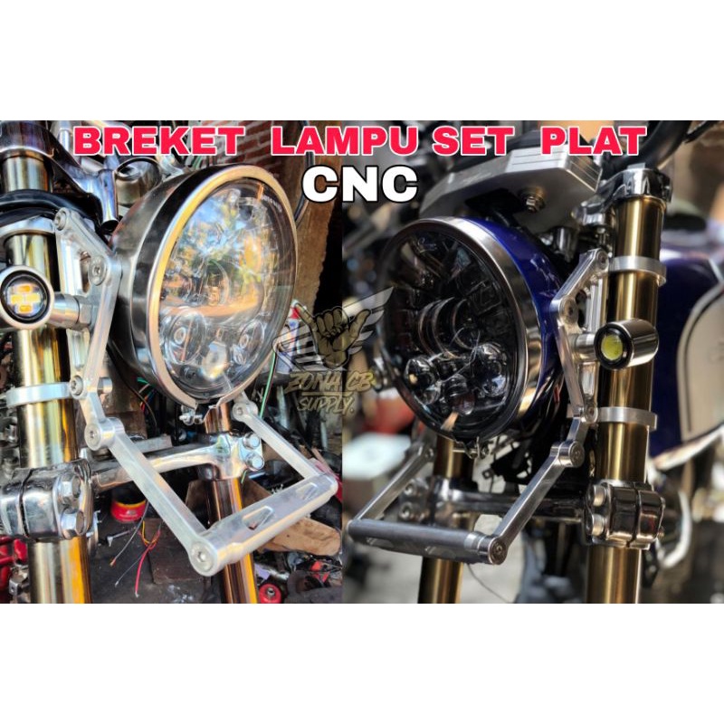 pangkon lampu pesek cnc set dudukan plat / original cnc set cincin pangkon plat breket cnc cb ninja 