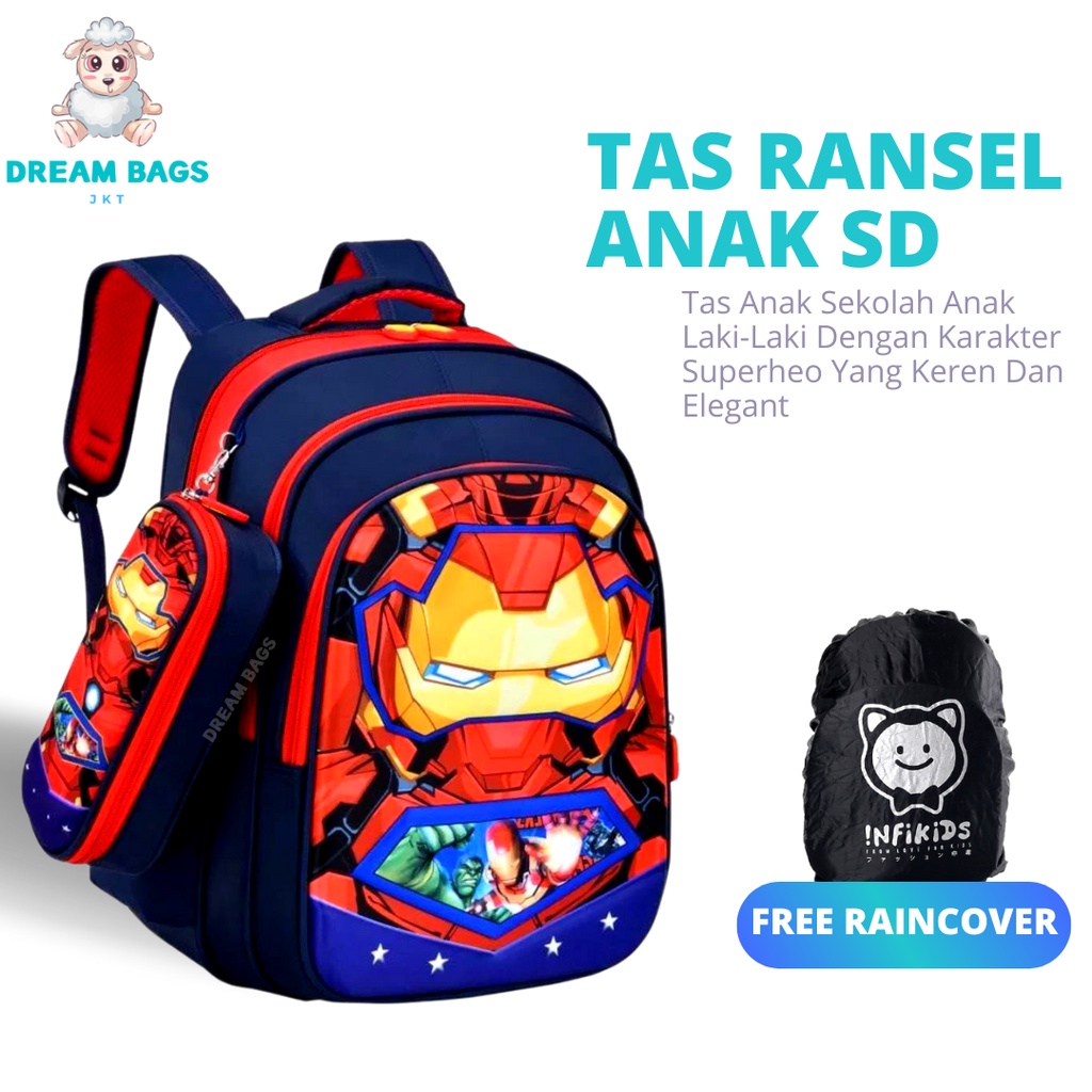 Dream Bags Tas Sekolah Karakter Superhero DB 1651 Size SD Tas Anak Import