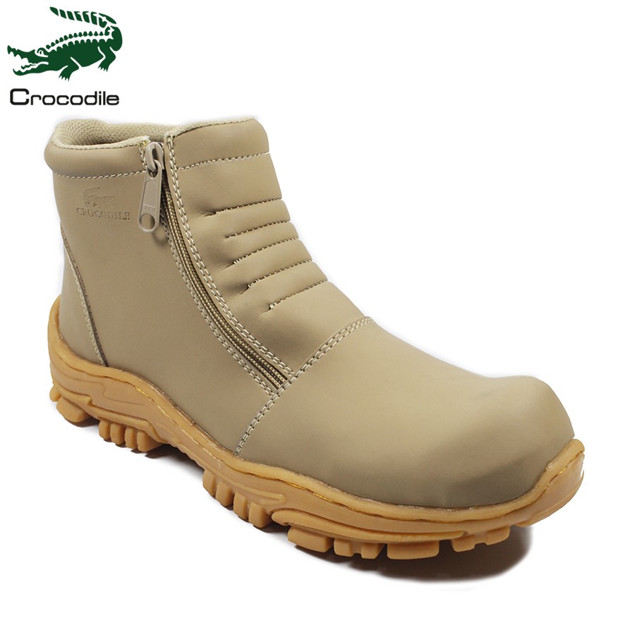 sepatu pria crocodile strut zipper krem safety boots tracking touring hiking bikers