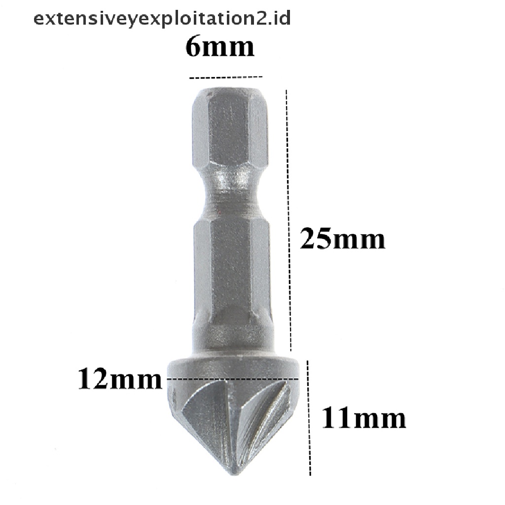 Mata Bor Countersink 6 Suling Chamfer Gagang Potong Hexagon Woodworking