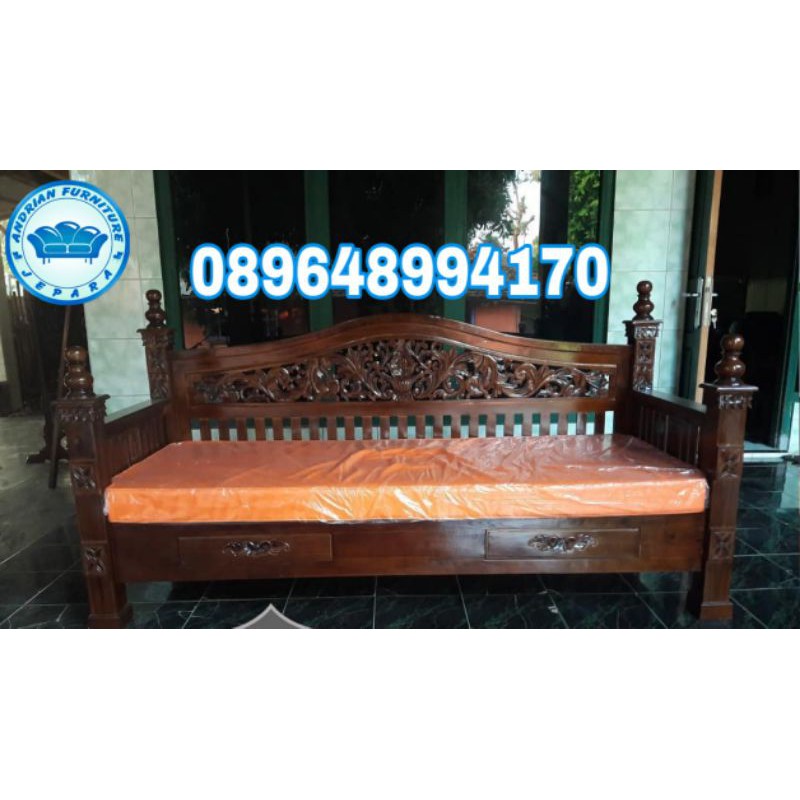 bangku bale bale Rahwana kayu jati finishing plus busa tebal