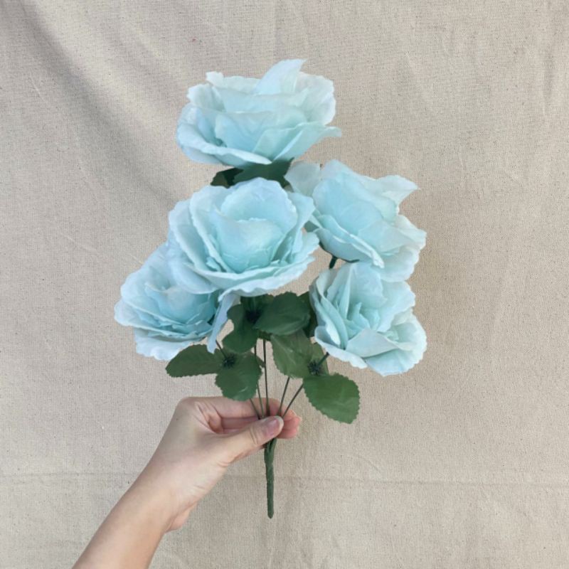Bunga Mawar hias Rose Impor  FL X5 P:40cm (satuan) Bunga Artificial / Bunga Plastik / Bunga Dekorasi-Tosca