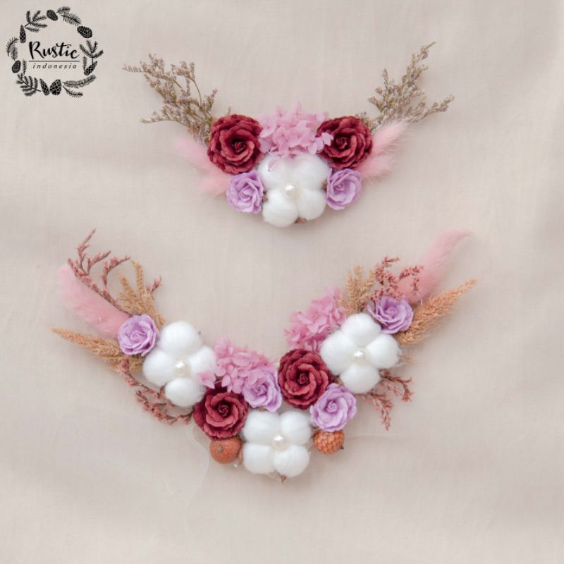 1pc Corsage Korsase rangkaian hiasan mahar seserahan hantaran bunga kering preserved dried flower de