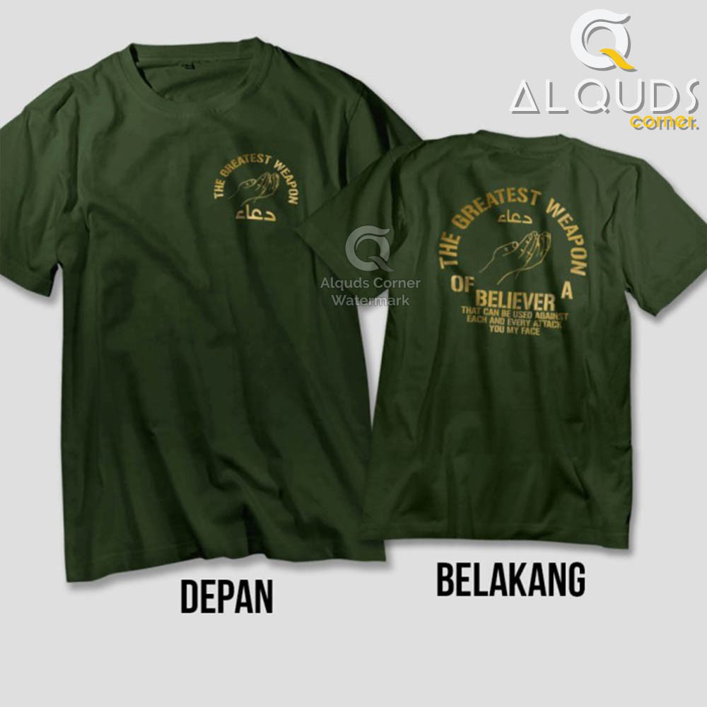 Kaos Santri Muslim Premium DOA GREATEST WEAPON / Baju Distro Dakwah Islami Sahabat Nabi / 3490-2
