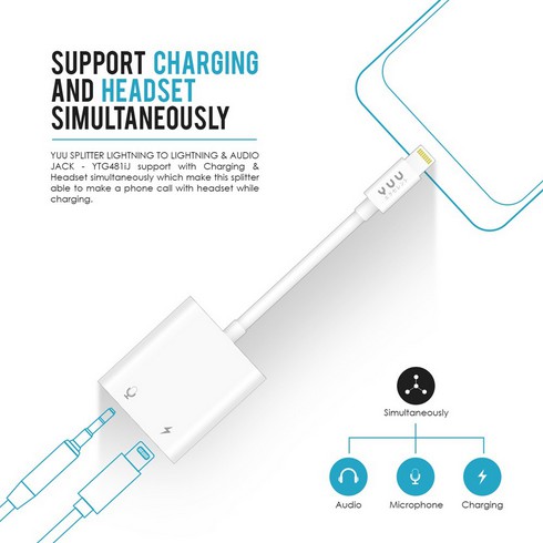YUU SPLITTER LIGHTNING & AUDIO JACK, AUDIO & MIC - YTG481IJ