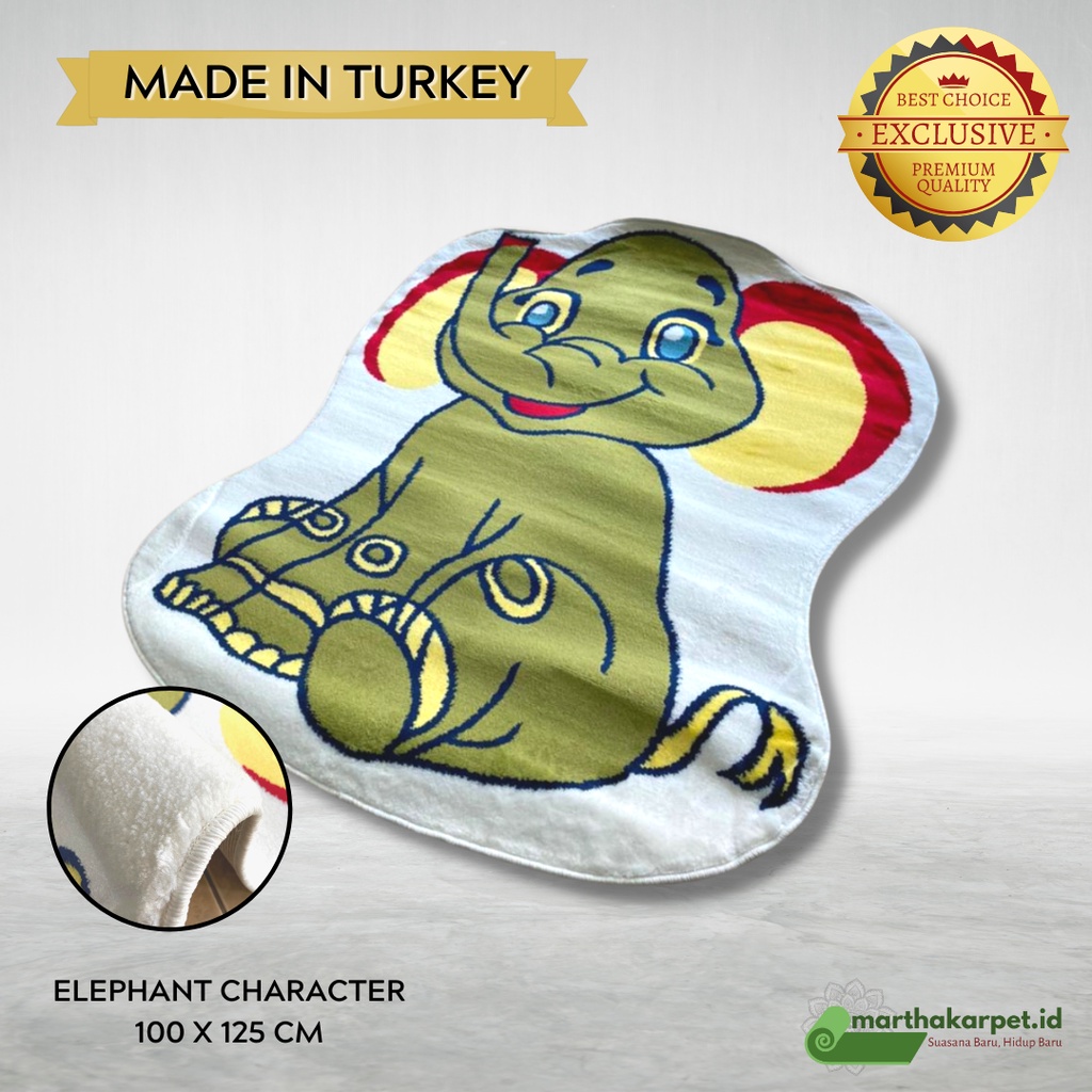 Karpet Lantai Lucu Import Turki / Kamar Anak / Tikar Lantai Karakter Kartun / Karpet Unik 100x125 Ga