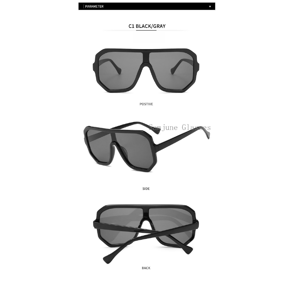 2022 Kacamata Hitam Wanita Model Frame Oversize Flat Top Untuk Outdoor