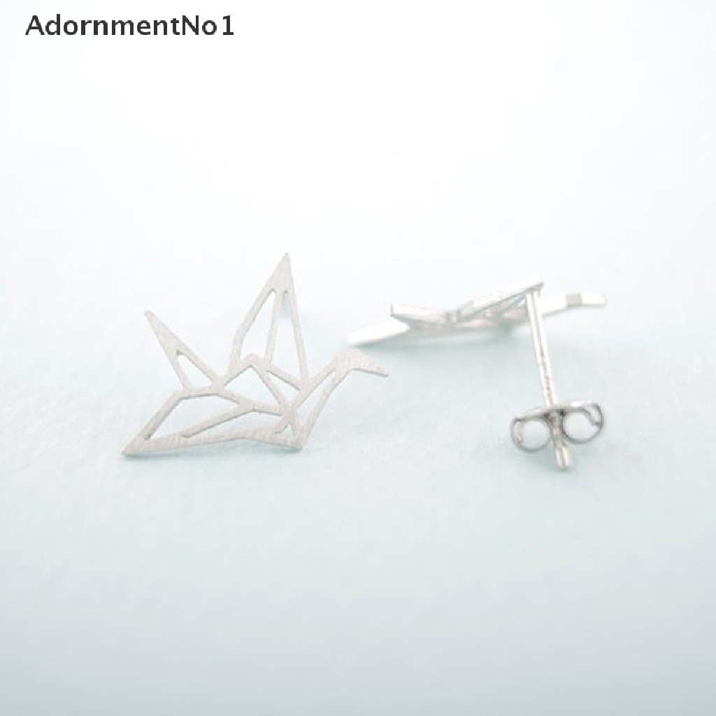 (AdornmentNo1) Anting Tusuk Gantung Desain Origami Bangau Hollow Untuk Wanita