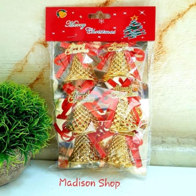 

Lonceng Natal Besar Isi 6 Hiasan Parcel Kue Natal Dekorasi Pohon Pita