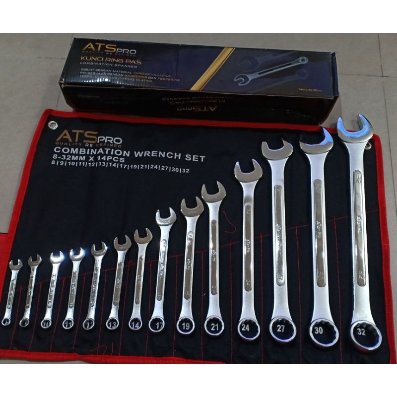 Kunci Ring Pas Set ATS Pro 14 pcs(8-32)