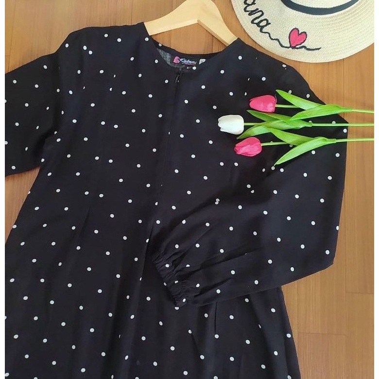 [bisa COD] gamis syari motif bahan katun rayon adem, jatuh, halus-G21 Black