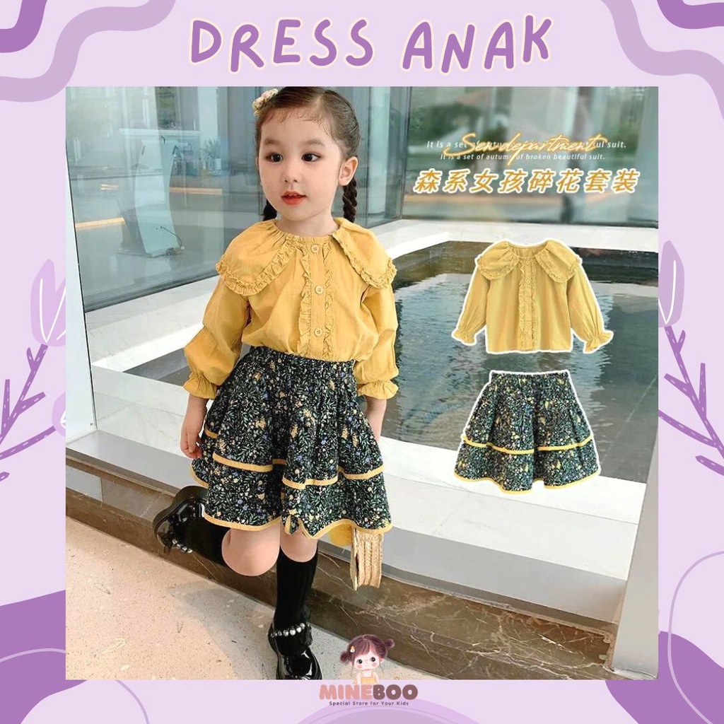 mineboo SET YEE RIN 2152 EBV Baju Setelan Anak Perempuan Import Berkualitas