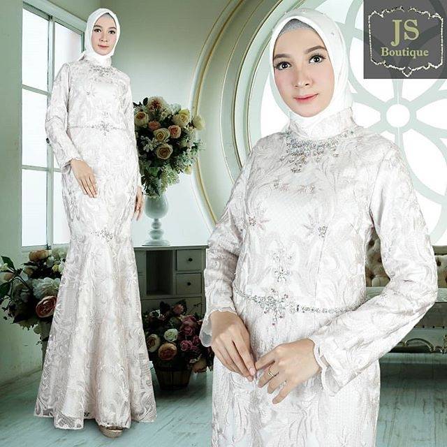 READY DRESS PESTA ORIGINAL BY JS COLLECTION / GAUN DUYUNG MERMAID BROKAT / GAMIS KONDANGAN MEWAH
