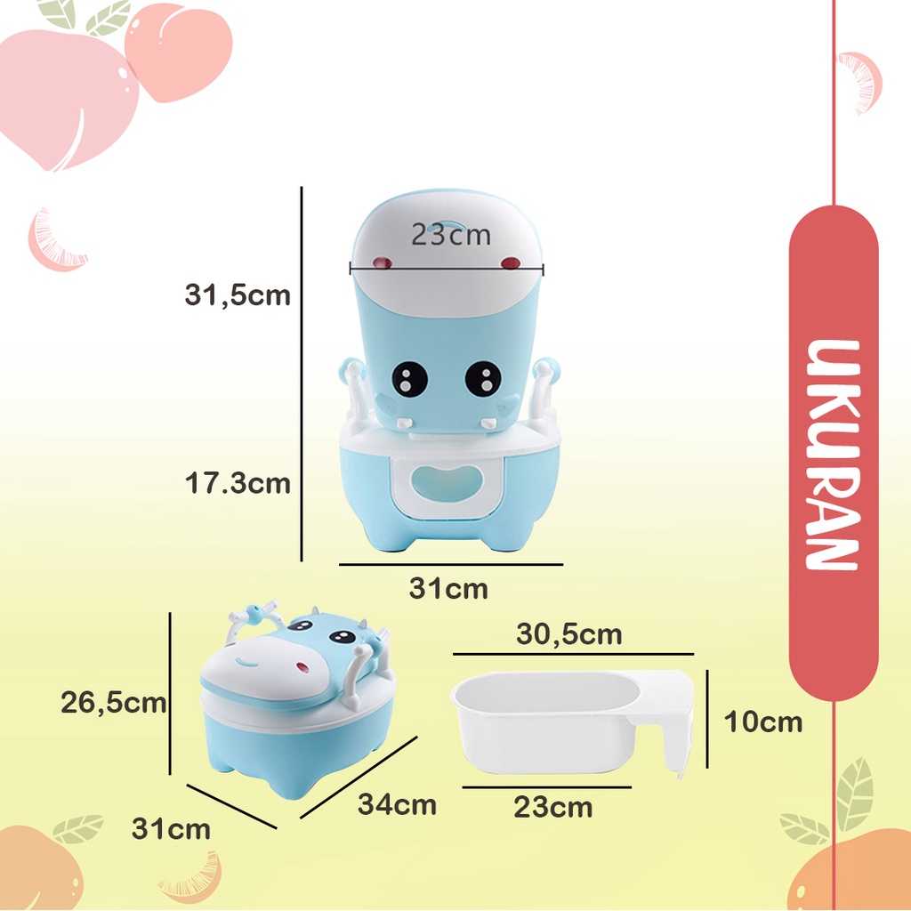 MOMOGII Baby Potty Kloset Anak Pispot Duduk Potty Training Bayi Karakter FREE SIKAT WC