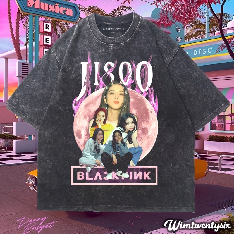 KAOS BLACK PINK JISOO PRETY GIRL WASHING VINTAGE TEE ( OVERSIZE WASHING )