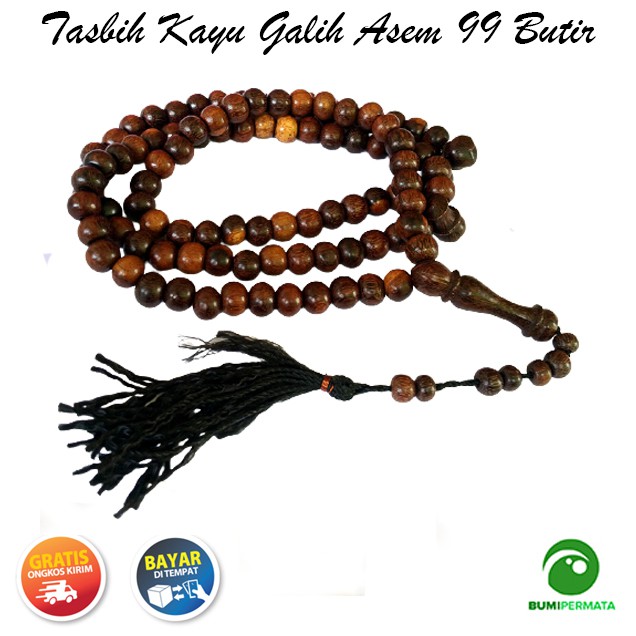 Tasbih Kayu Galih Asem Bahan Kayu Pilihan 99 Butir