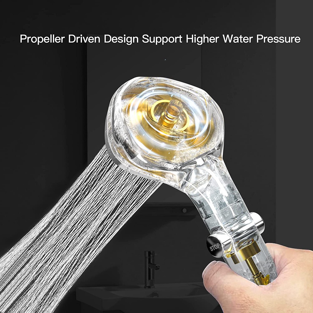 Shower Set Turbo Booster New design ABS chrome high pressure water saving rainfall Shower Kipan Turbo