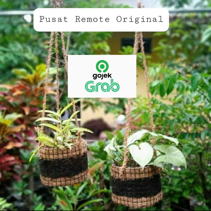 POT BUNGA BULAT GANTUNG ANGGREK BONSAI MAWAR POLOS KOMBINASI IJUK