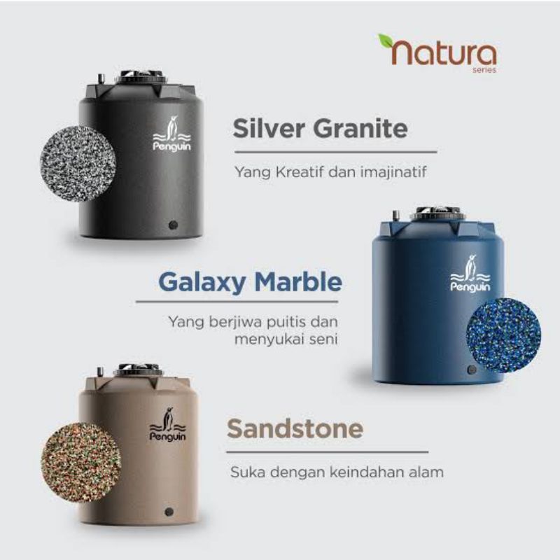 Tanki air penguin / tandon air penguin/ tower air penguin/ silver granite, galaxy marble, sand stone