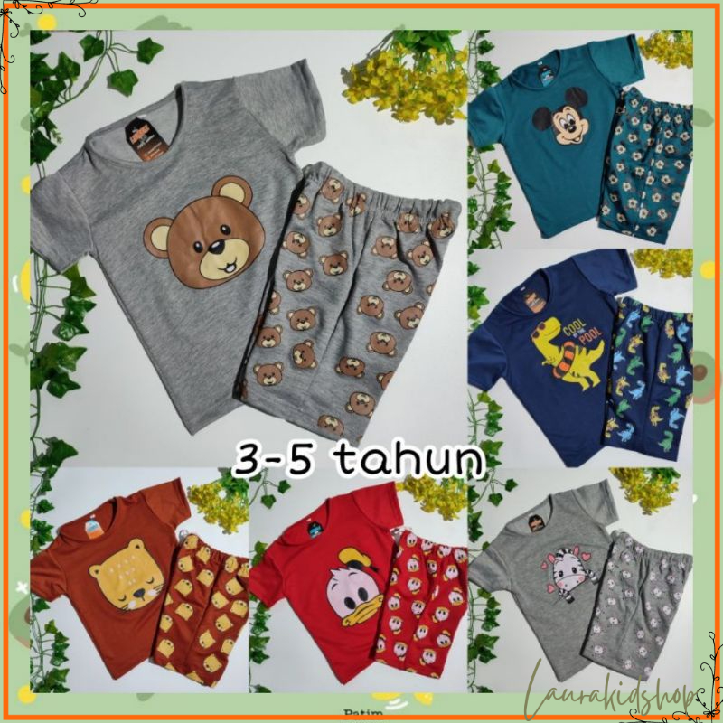 Setelan Pendek Anak Cute Animal 3-5 Tahun Laurakidshop