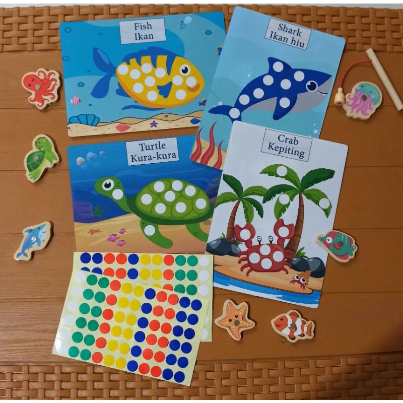 Dot Sticker activity - Mainan edukasi dot sticker - Sea Animal