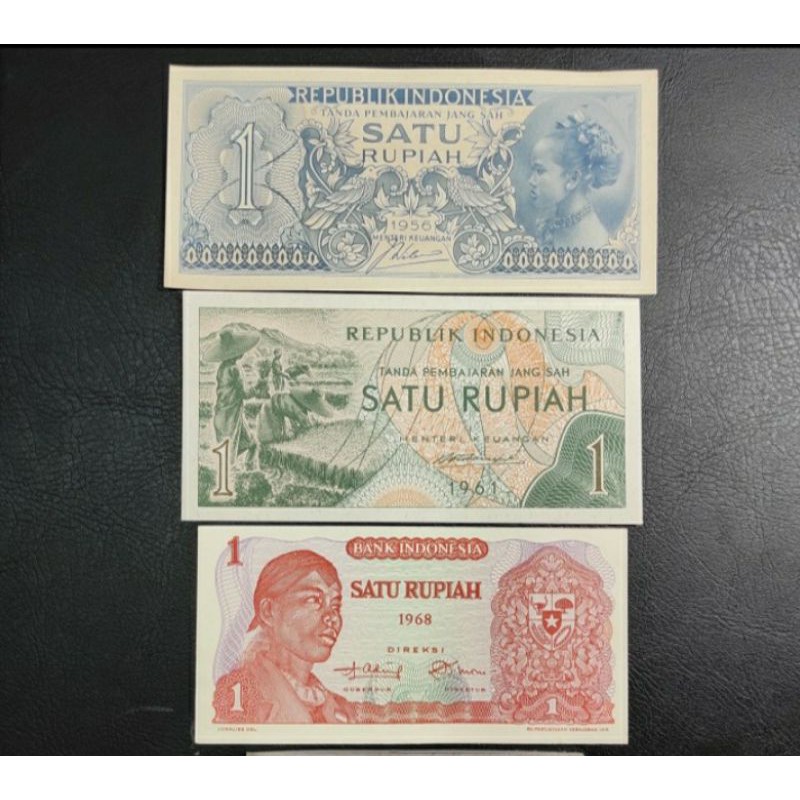 ( SET 3 LEMBAR ) UANG KUNO 1 RUPIAH BEDA GENERASI GRESS