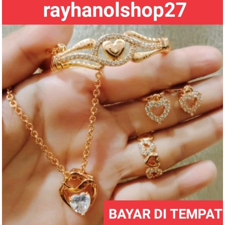 perhiasan wanita titanium xuping anti karat mewah satu set lapis mas 24K