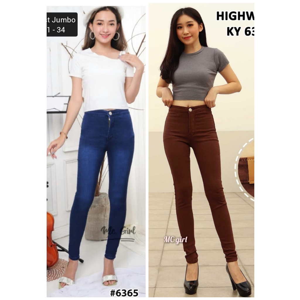 [ Size 31 - 34 ] MC girl - High Waist Jumbo / Celana Jeans Pinggang Tinggi Kaki Pensil / Highwaist Jeans / Haiwes Pants / HW Jeans Polos / Celana Panjang Skinny 7C-G