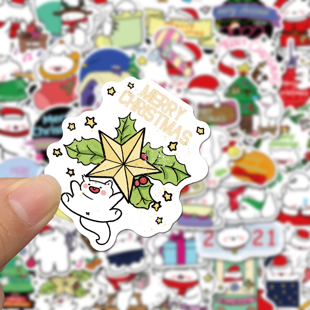 50 Pcs Stiker Motif Kartun Tupai Natal Tahan Air Untuk Dekorasi Komputer