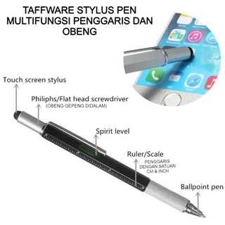 Taffware Stylus Pen Touch Screen HP Multifungsi Penggaris Obeng 5in1 For Handphone Android IOS Universal
