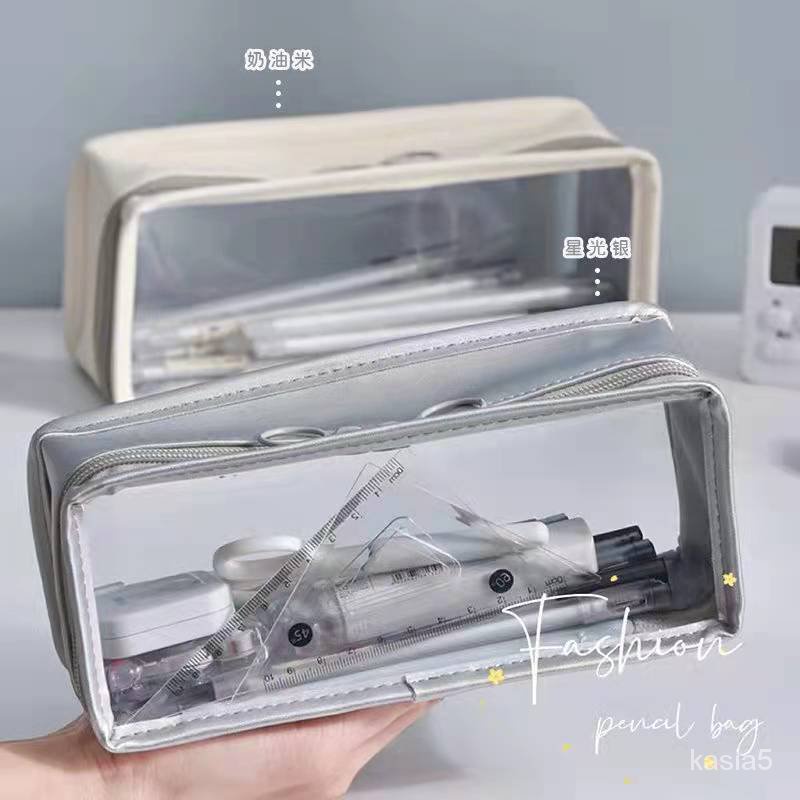 

Transparent Large Capacity Pencil Case School Students Stationery Pen Storage Supplies Pen Box Penci