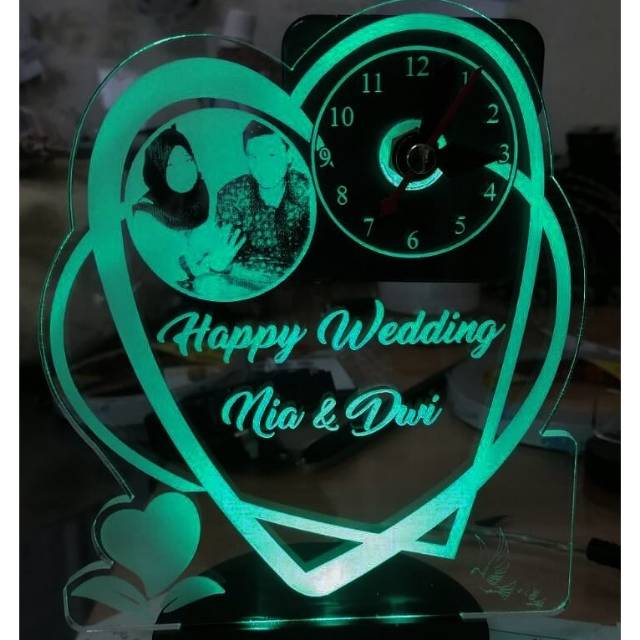 PROMO Jam Akrilik Custom Kado Wedding Anniversary Pernikahan Ulangtahun Pacar