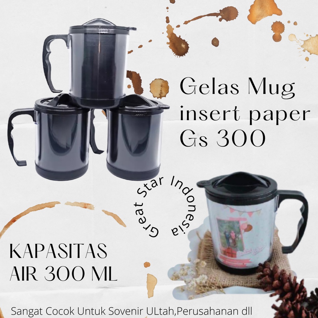 Gelas Mug Insert Paper (GS-300) GRATIS BOX KRAFT SATUAN