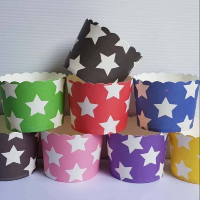 50 PC Mini muffin cup alas 5 cm tinggi 4.7 cm kertas kue bolu kukus panggang cupcake star