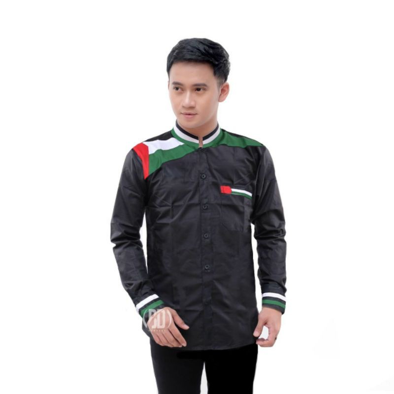 BAJU KOKO PALESTINA DEWASA || BAJU KOKO GUS AZMI SYUBBANNUL MUSLIMIN AZZAHIR-Pundak hitam