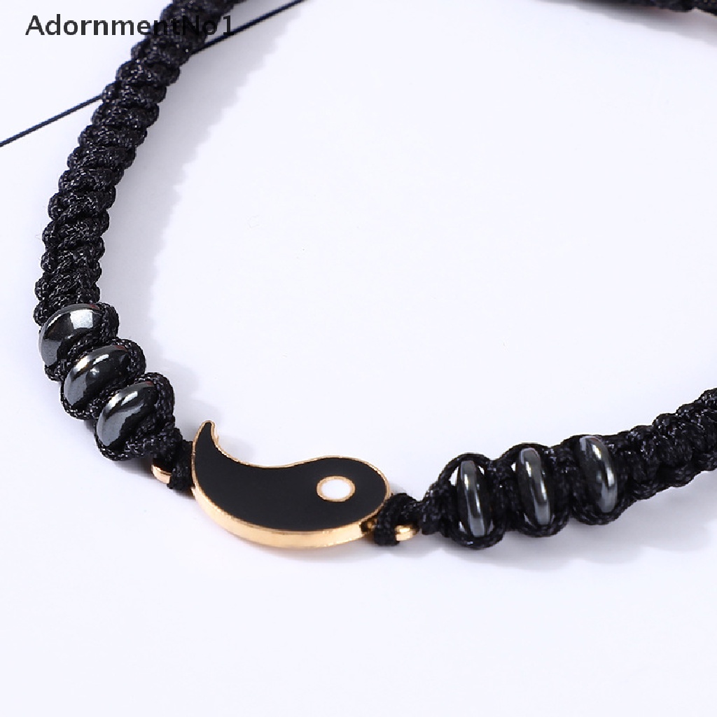 (AdornmentNo1) Gelang Tali Kulit Kepang Dengan Charm Tai Chi Bahan Alloy Untuk Pasangan / Pria / Wanita