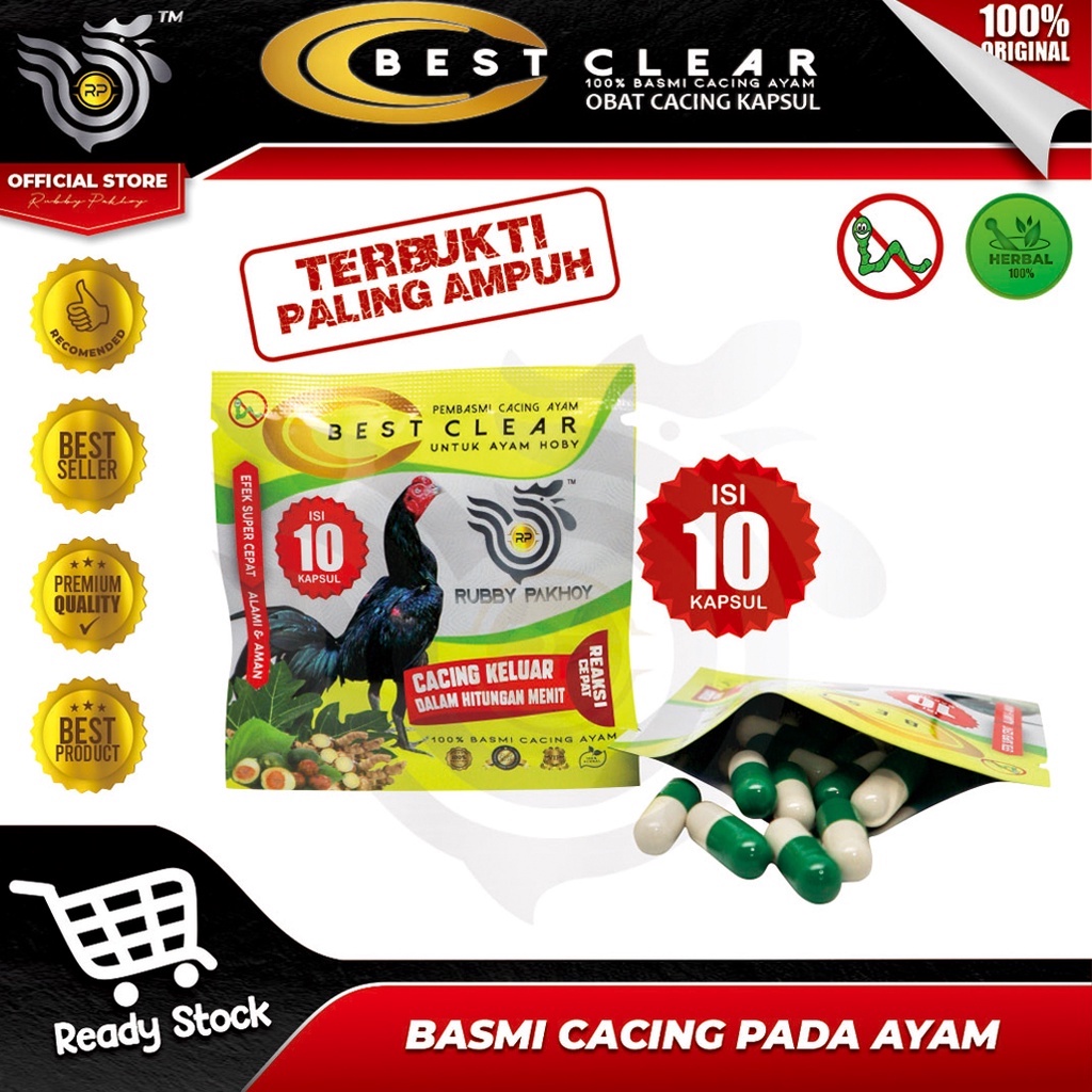 OBAT CACING AYAM BEST CLEAR RP PALING AMPUH ISI 10 KAPSUL