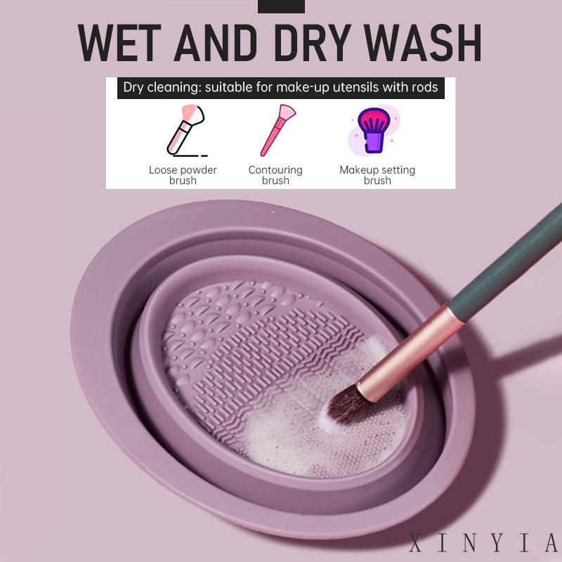 【Bayar di tempat】Foldable makeup brush cleaning bowl Wash Tool Ember Lipat Mini Cuci Alat2 Rias Kuas Sponge