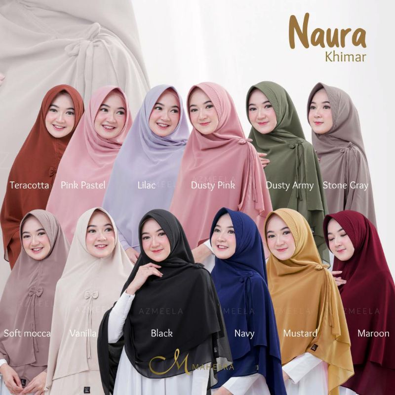 KHIMAR PAD ANTEM BUSA BAHAN CERUTY 2 LAYER AKSEN PITA NAURA BY AZMEELA | Khimar Navy | | Khimar Army