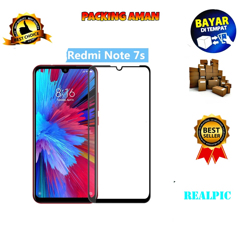 Tempered Glass Xiaomi Redmi Note 7s Full Cover / Full Screen Protector Anti Gores