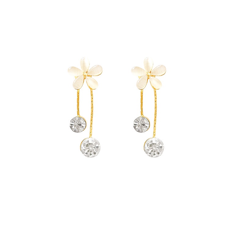 Anting Tusuk Gantung Bahan Sterling silver 925 Desain Bunga Hias Opalzircon Gaya Mewah Untuk Wanita