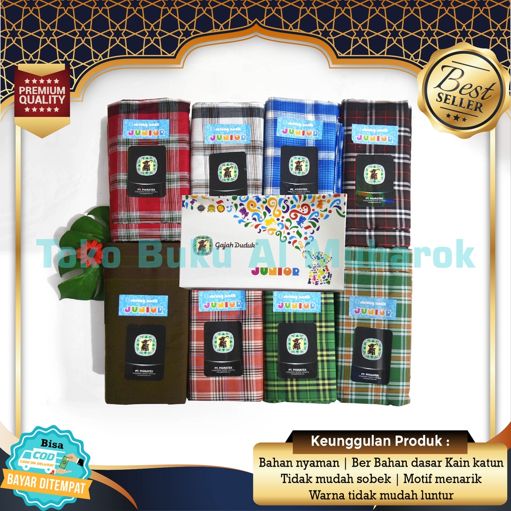 Kain Sarung Anak Junior Motif Kotak Gajah Duduk Sarung Junior Gajah Duduk Polos Kain Anak Laki 8 Tah