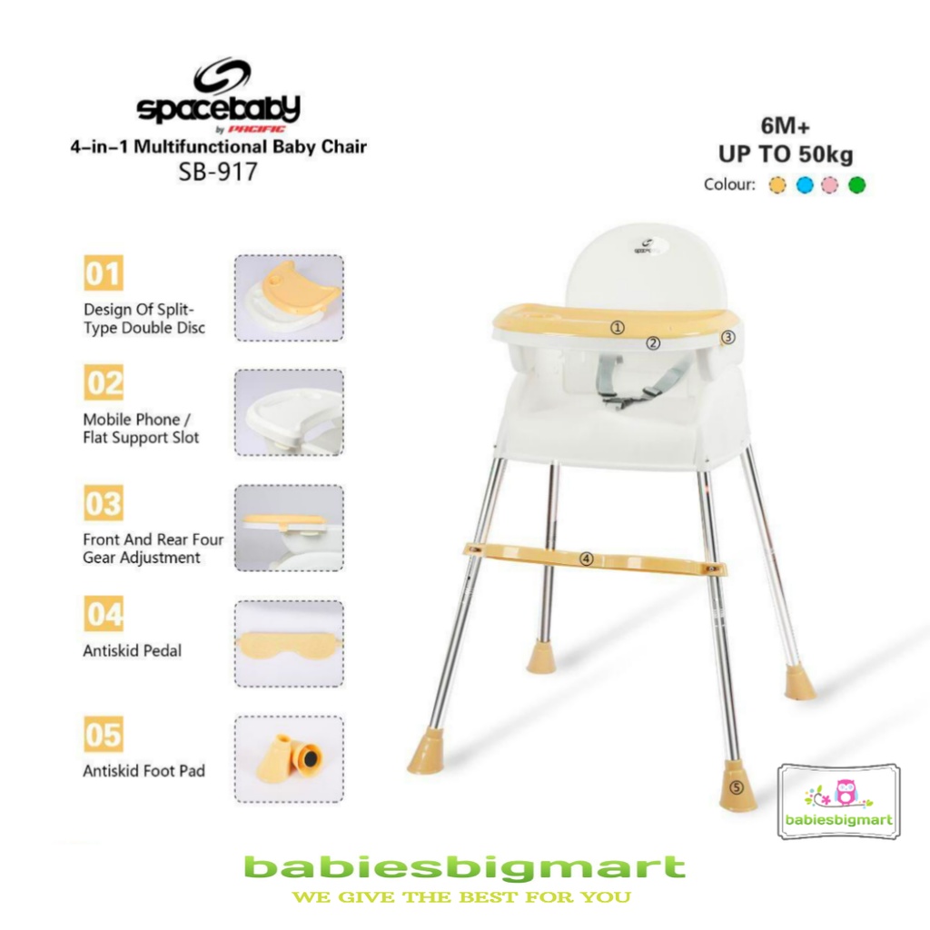 SpaceBaby SB 917 / SB 920 / SB 618 / SB 925 / GA 001 / G 02 VKIDS Baby Booster &amp; High Chair Kursi Makan Bayi Sapce Baby