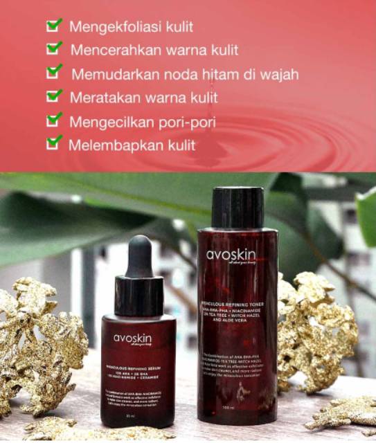 Avoskin Miraculous Refining Serum [AHA BHA NIACINAMIDE + CERAMIDE] / Eksfoliasi / Exfoliating [EXP DATE 07-2027]