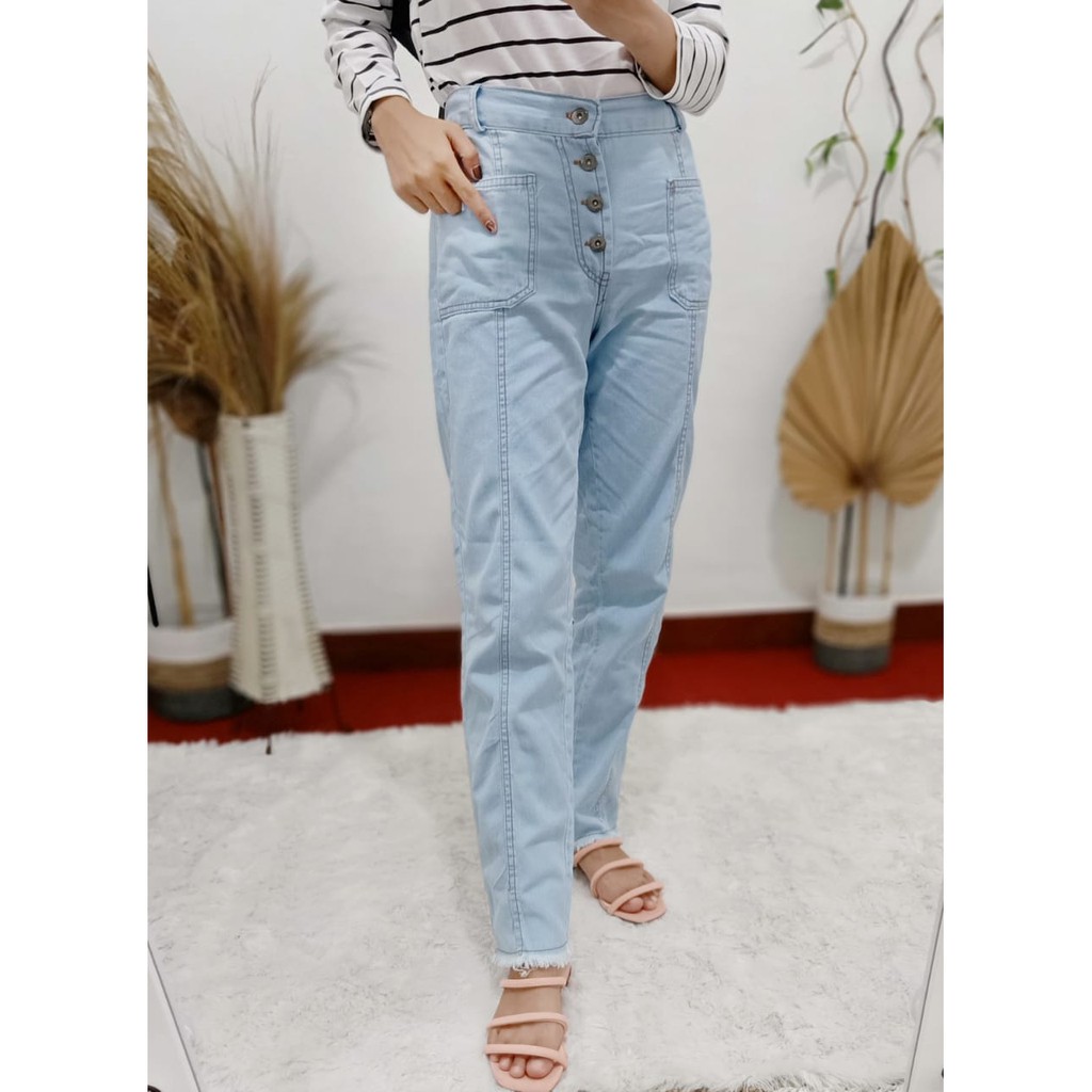 BUTTON POCKET JEANS CELANA KANCING SAKU JEANS WASH